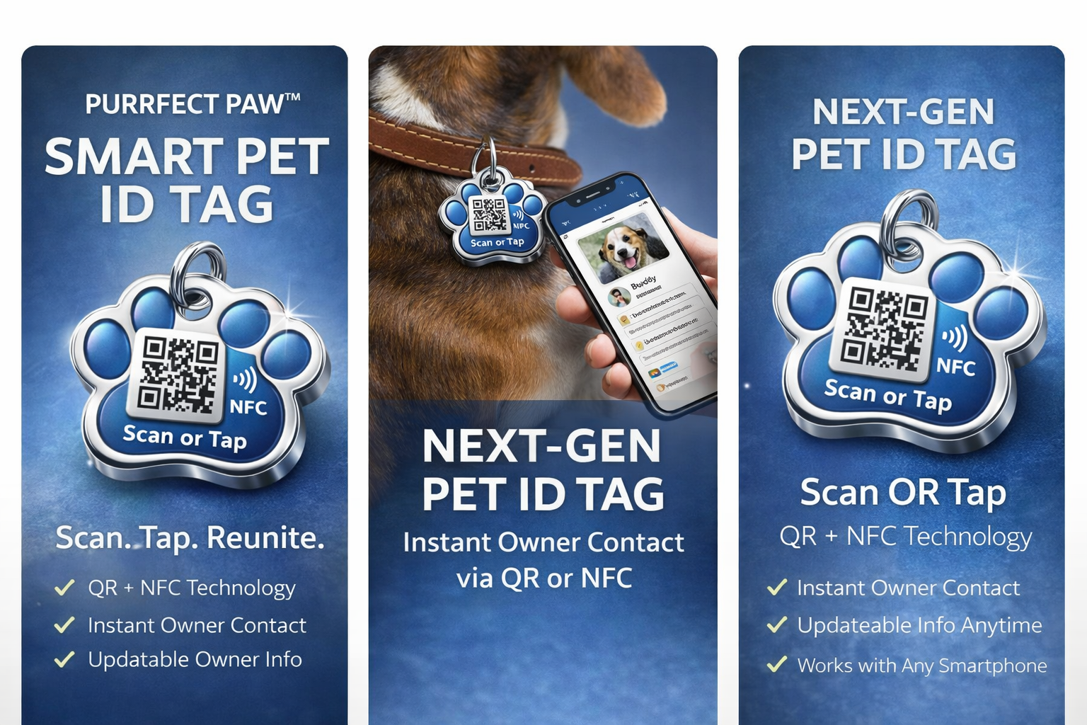 ProxiTag Plus - Smart Pet ID Tag with QR Code &amp; NFC