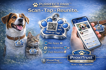 ProxiTag Plus - Smart Pet ID Tag with QR Code &amp; NFC