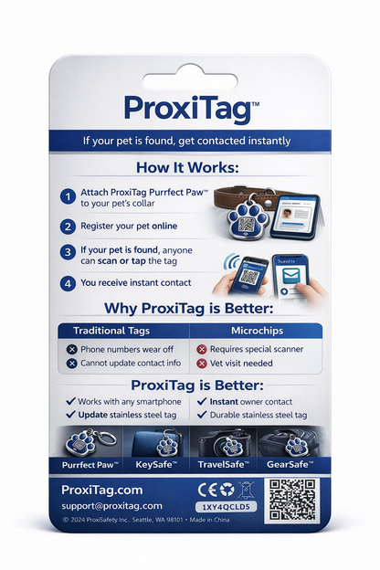 ProxiTag Plus - Smart Pet ID Tag with QR Code &amp; NFC